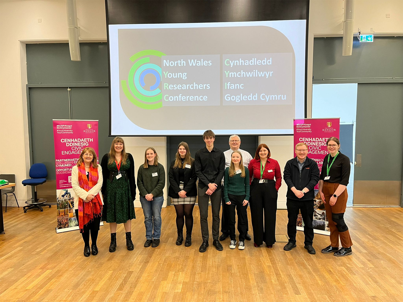 The winners in each of the 4 categories pose with the Mayor of Bangor, organisers and representatives of the main sponsors.